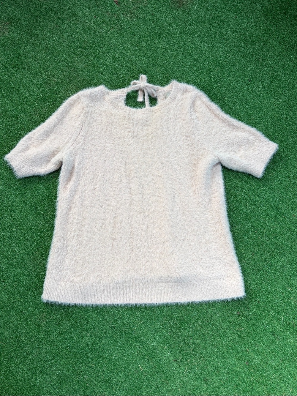 LOFT Soft Blush Fuzzy Knit Short Sleeve Top